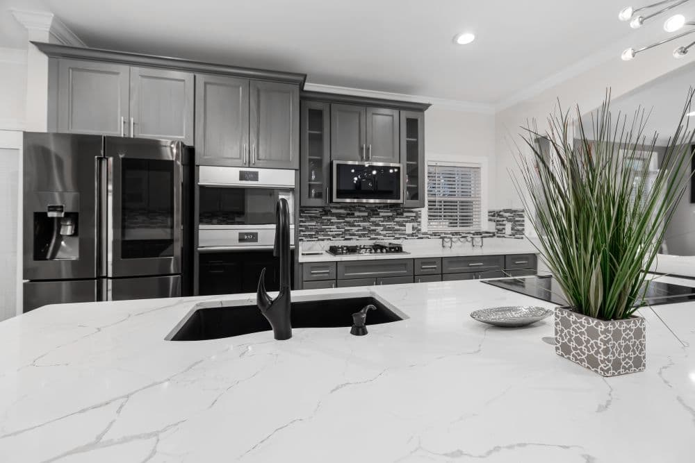 Fresh groceries arranged on a kitchen counter